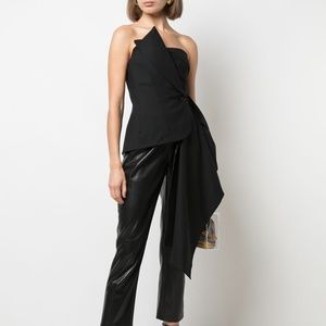 Monse Black Wool Asymmetric Fitted Corset Top US4/S